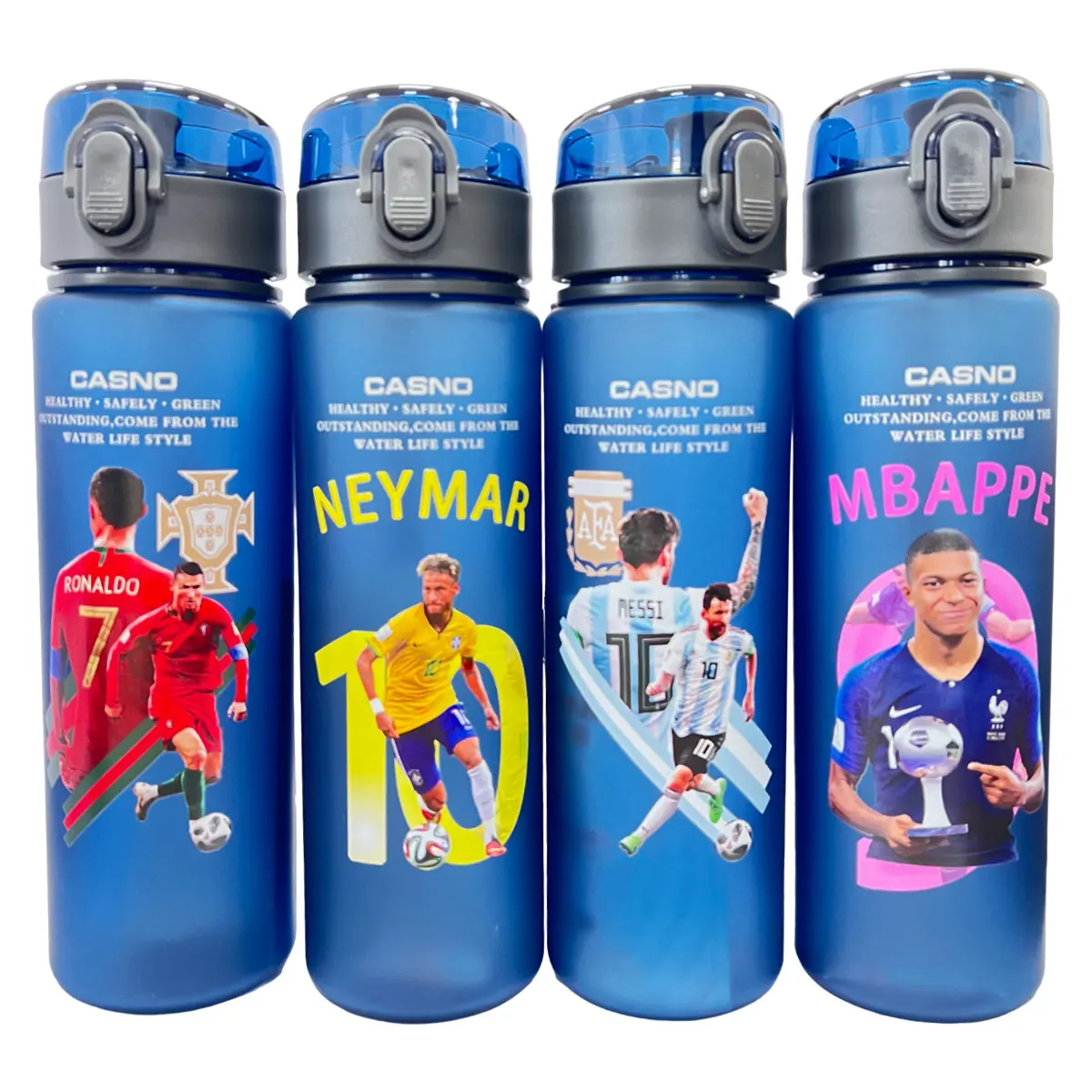 2024 New Football Star Water Cup Large Capacity Portable Plastic Water Bottle Messi Ronaldo Neymar Water Cup