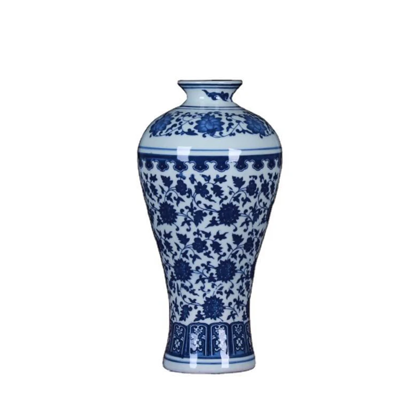 Wholesale ceramic handicraft decoration antique Chinese blue and white porcelain vase