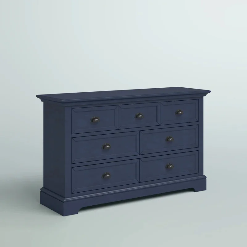 Factory Customized Wooden Drawer Cabinet Luxury Design 7 Drawer Chest in Navy Blue for Bedroom