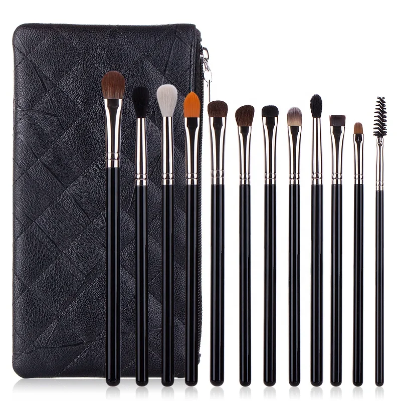 Cosmetic Makeup Brush Set Professional 12pcs  Eye Shadow Cosmetic Brushes With Leather PU Bag