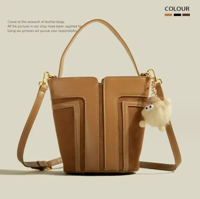 2024 Alibaba wholesale luxury woman PU handbags bucket strap, new spring design fashion leather bucket handbags online shopping