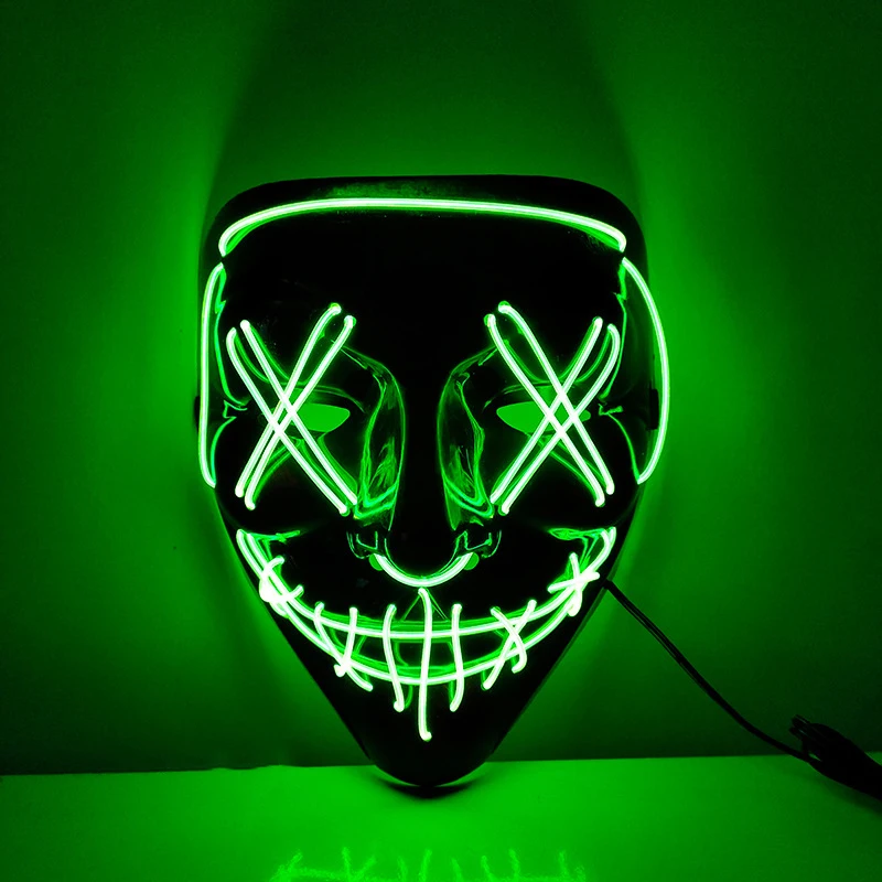 Halloween cosplay party mask Light neon purge mask Halloween scary horror party mask for cosplay