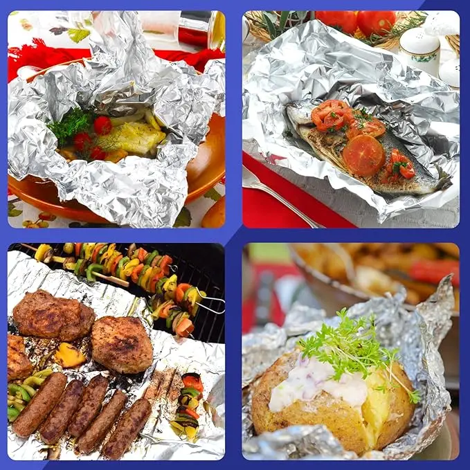 Customize Heavy Duty 200SQ.FT Aluminum Foil 11 12 15 18mic 45cm 30cm Aluminium Foil Paper For Household Baking Roasting