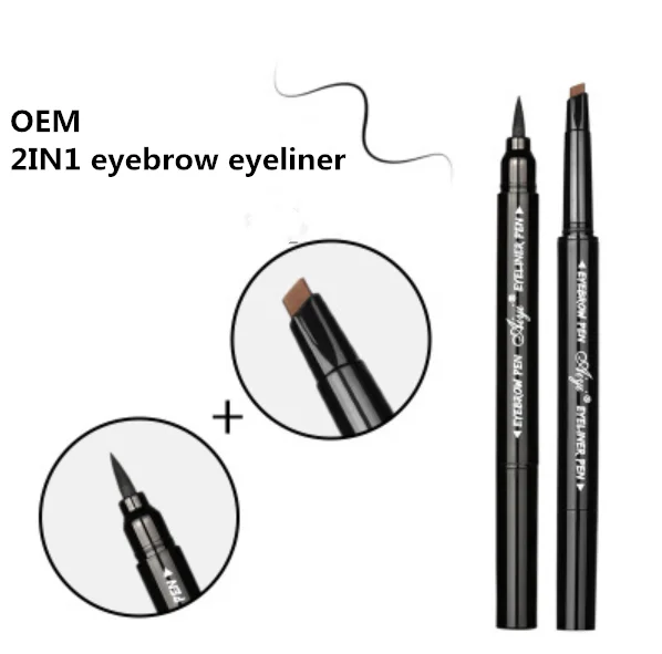 Custom Private Label Makeup Waterproof 2in1 Eyebrow Pencil With Eyeliner