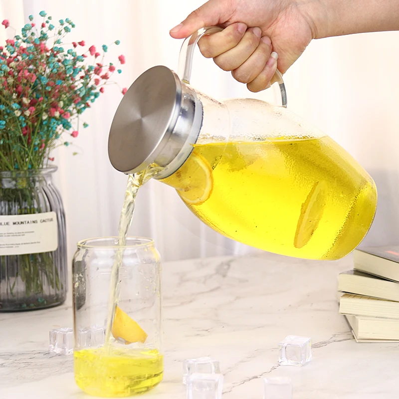 Low Moq Custom Nordic Hammer pattern Glass Pitcher Set 1500ml Glass Spanish Style Porron Wine Pitcher