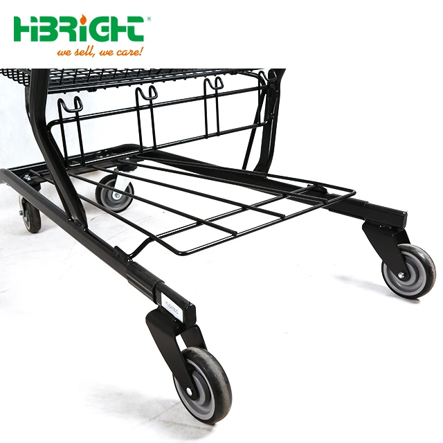 new style double layered big capacity metal hand push shopping cart