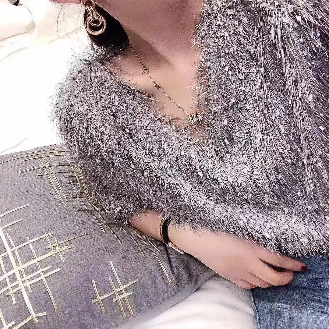 13NM 4cm Nylon Eyelash Feather Yarn FD White Imitate Mink Fancy Yarn For Sweaters