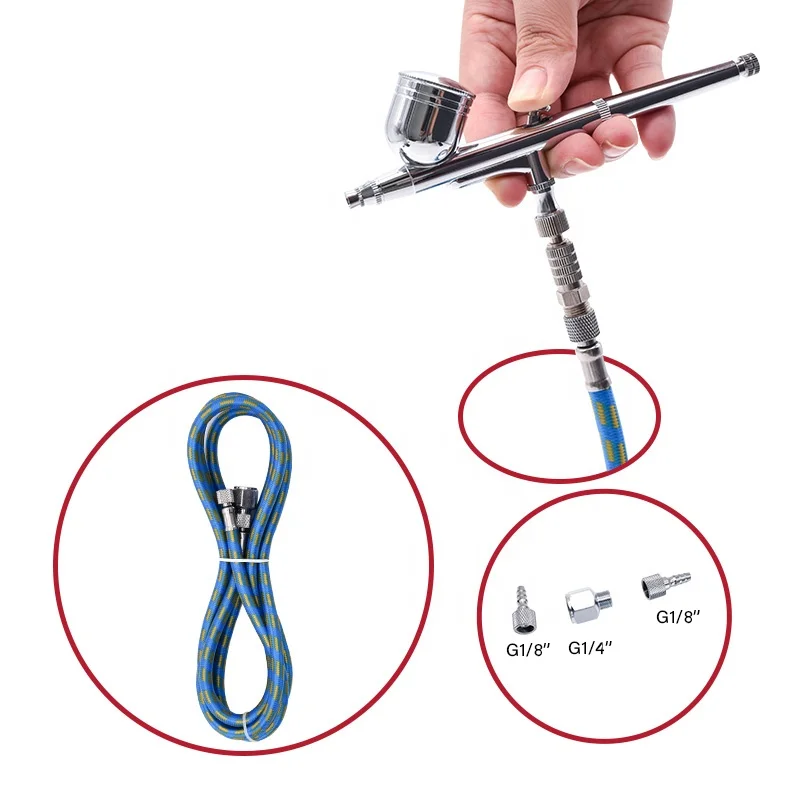 Precision Airbrush Professional Dual Action Airbrush with 1/8-1/4 Adapter 6ft Airbrush Hose