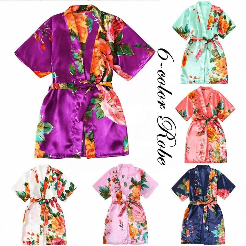 
Baby bath robe Wholesales Kids Robes,Satin Floral Spa Robes for Girls, Birthday Spa Party KR0007 