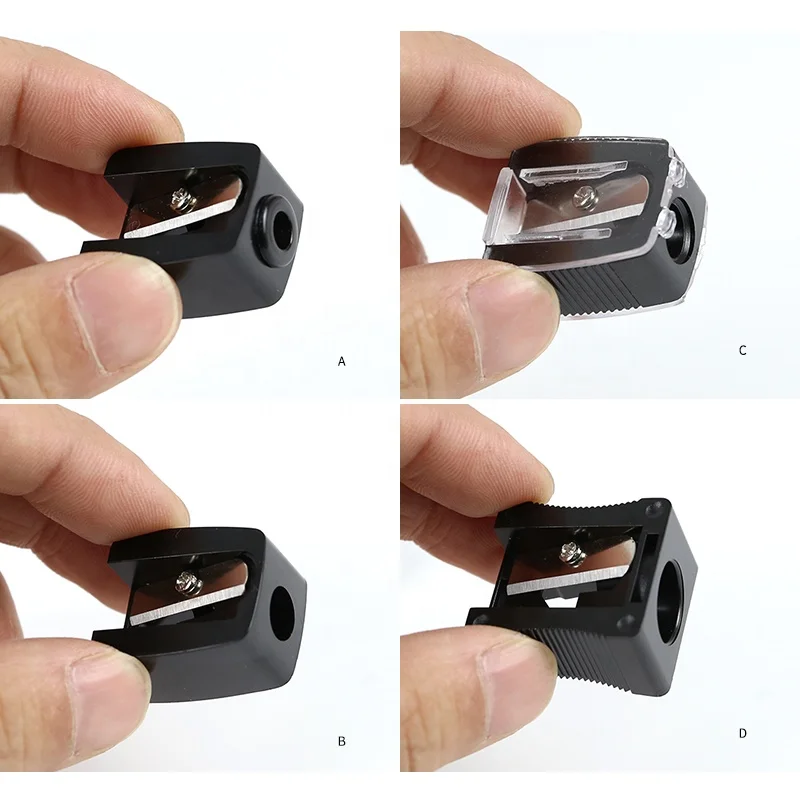 Customized portable manual plastic eyebrow pencil sharpener with cover cosmetic pencil sharpener