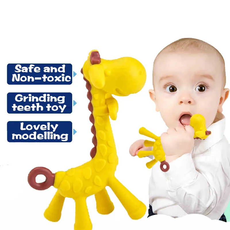 Не содержит Бисфенол А eco-friendly безопасные детские игрушки Прорезыватели упаковочная коробка милый лань жевать уход за зубами Силиконовые Прорезыватели для зубов