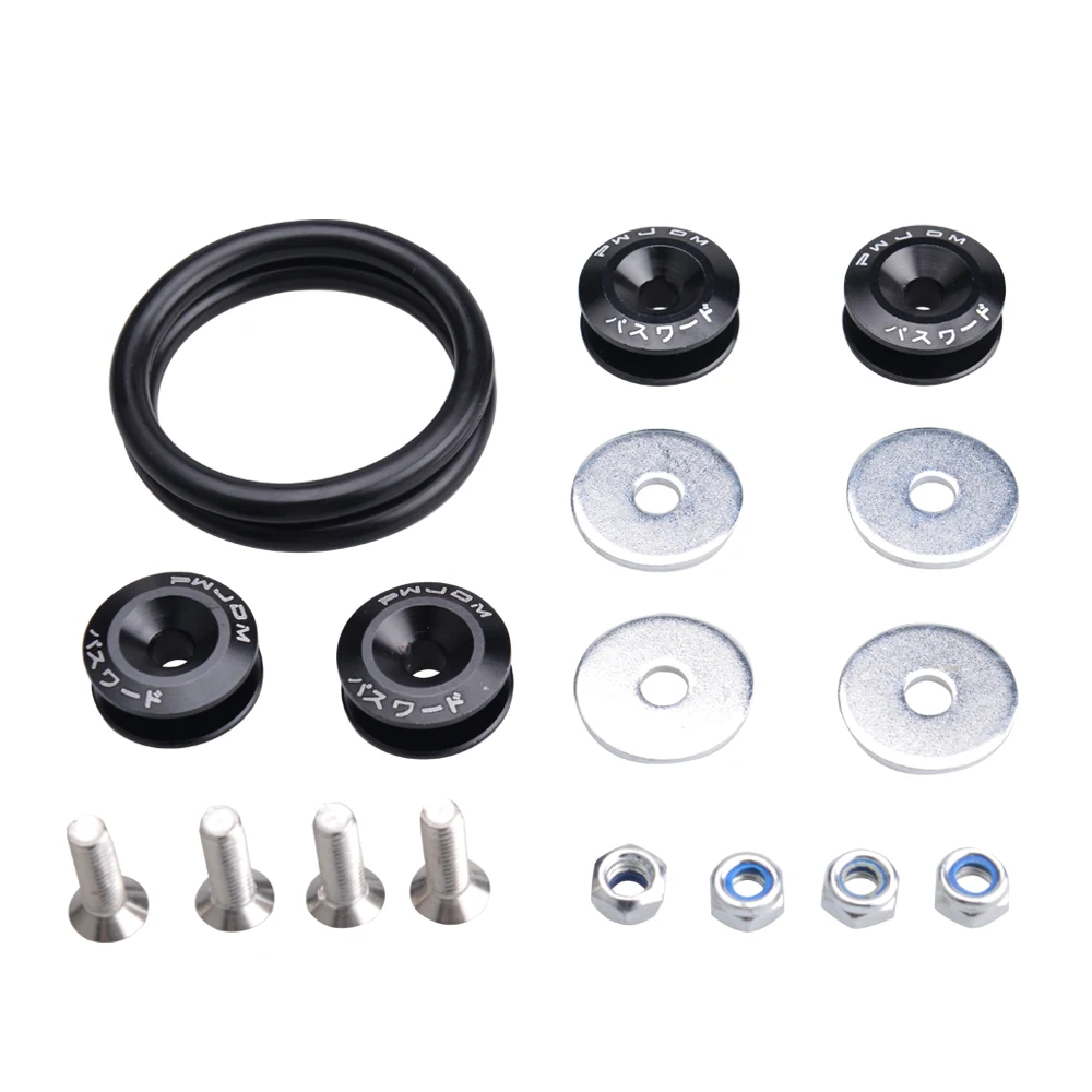 Universal JDM Quick Release Fasteners are ideal for front bumpers, rear bumpers, and trunk / hatch lids