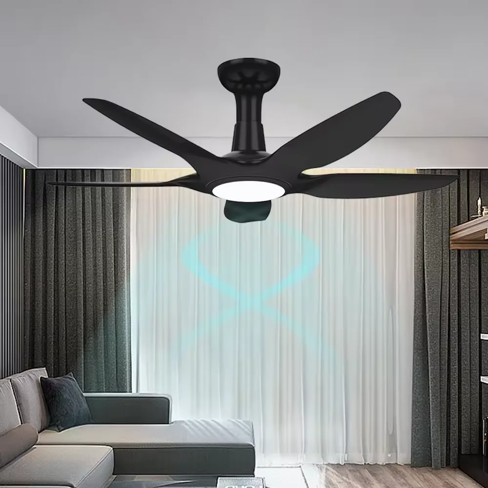Black good price dc powered bldc 52 inch ceiling fans motor 5 blades parts light lamp for home ceiling metro fan