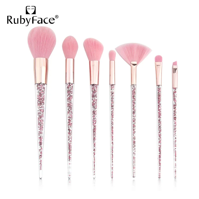 7 Pcs Rubyface Diamond Makeup Brushes Set Crystal 2020 in Stock Factory Supply