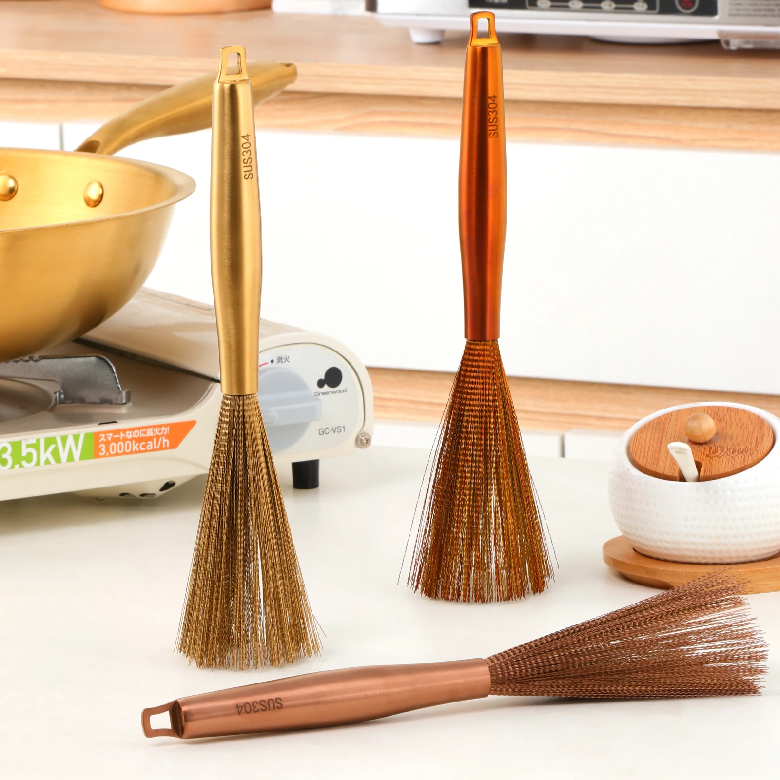 Factory Direct Sale Stainless Steel Series Kitchen Cleaning Brush Silicone Rubber Pot Dish Brush