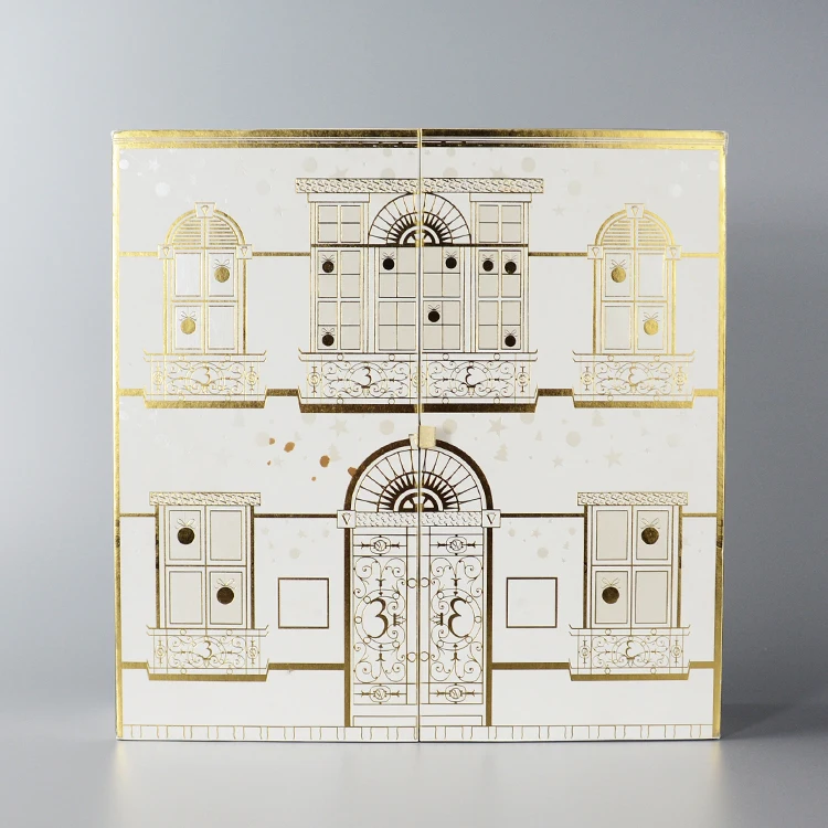 guangzhou city factory gold shiny custom logo design reliable luxury Ramadan gift box packaging advent calendar for perfume