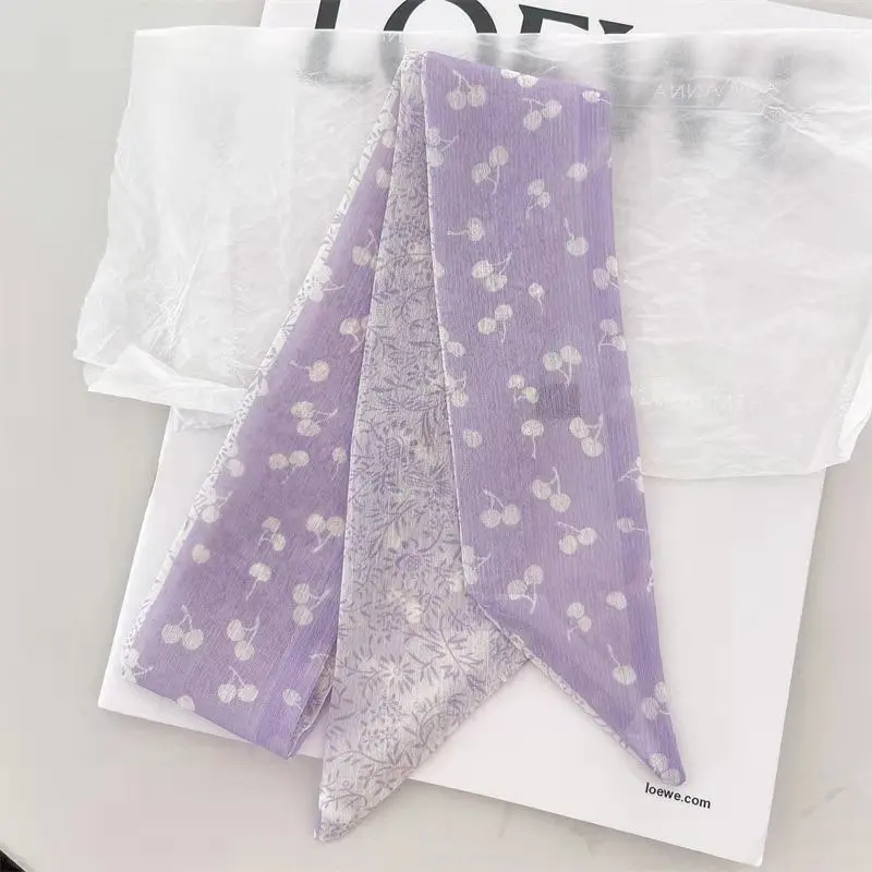 Purple Series Long Silk Summer Thin Style Super Fairy Headband Tied Hair Ribbon Decoration Small Scarf