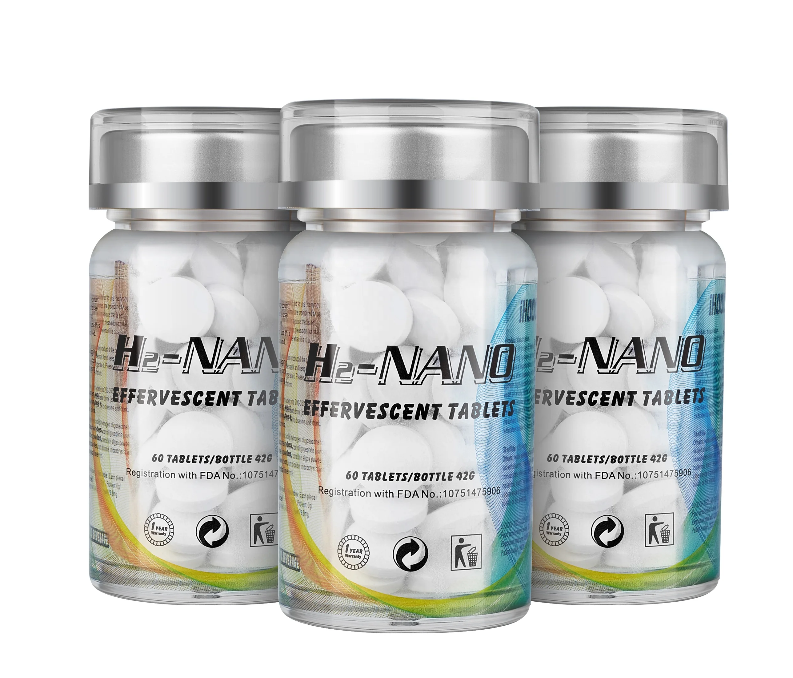 Водородные питьевые H2-nano энергетические таблетки против старения и красоты освежение омоложение 10000ppb 60 шт./бутылка