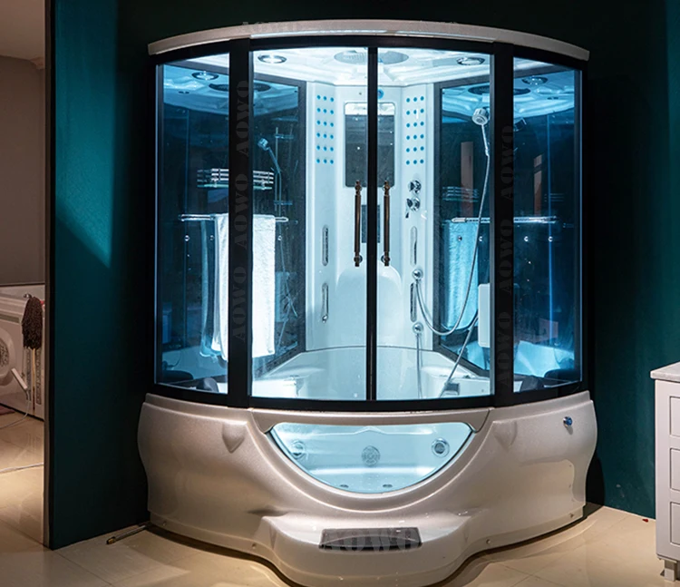 USA hot selling corner wet steam sauna house with whirlpool yacuzzi luxurious design sexy shower bath top shower rain