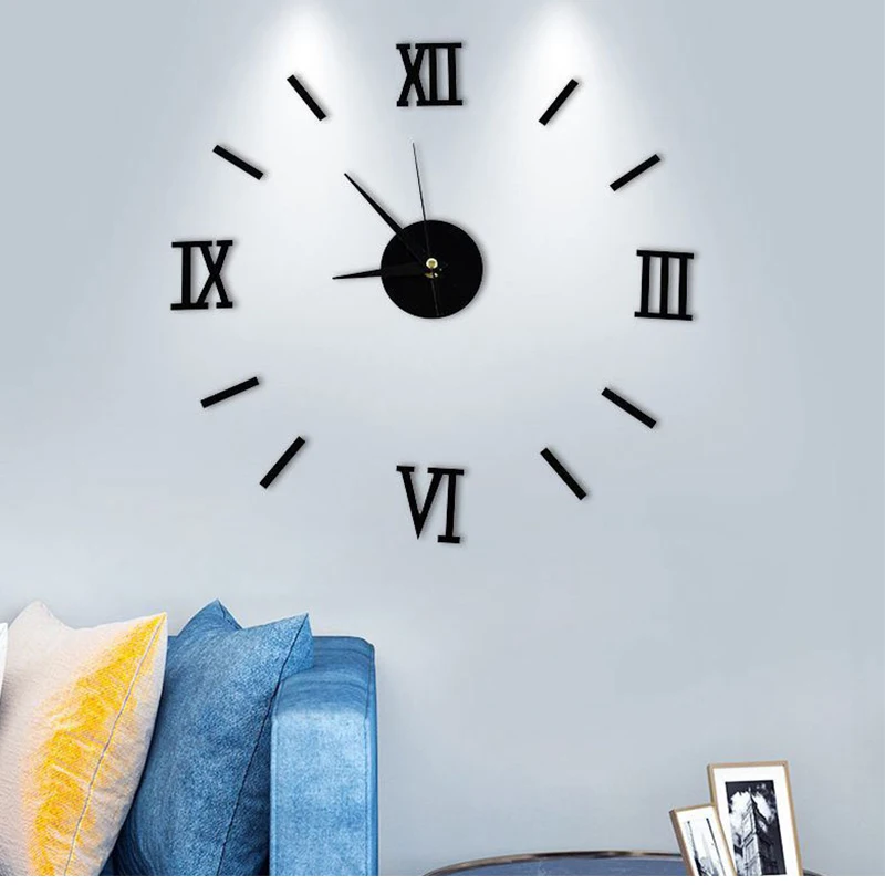 Gold Wholesale Nordic Big Large Home Decorative Sticker Modern Luxury 3D Acrylic DIY Wall Clock