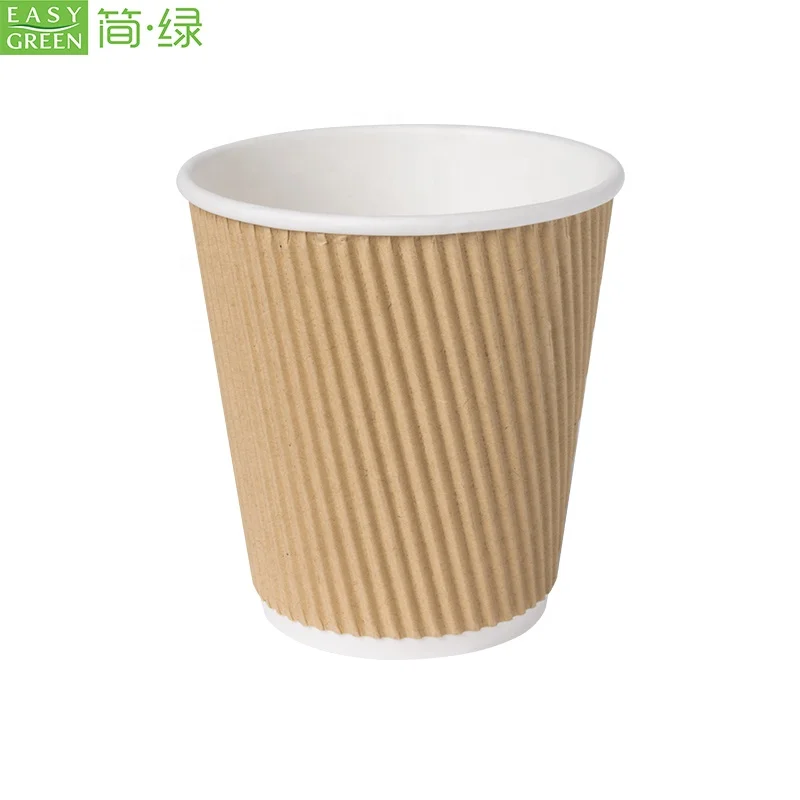 
EASY GREEN 10oz Hot Sell Double corrugated Wall Disposable hot Coffee Paper Cup 