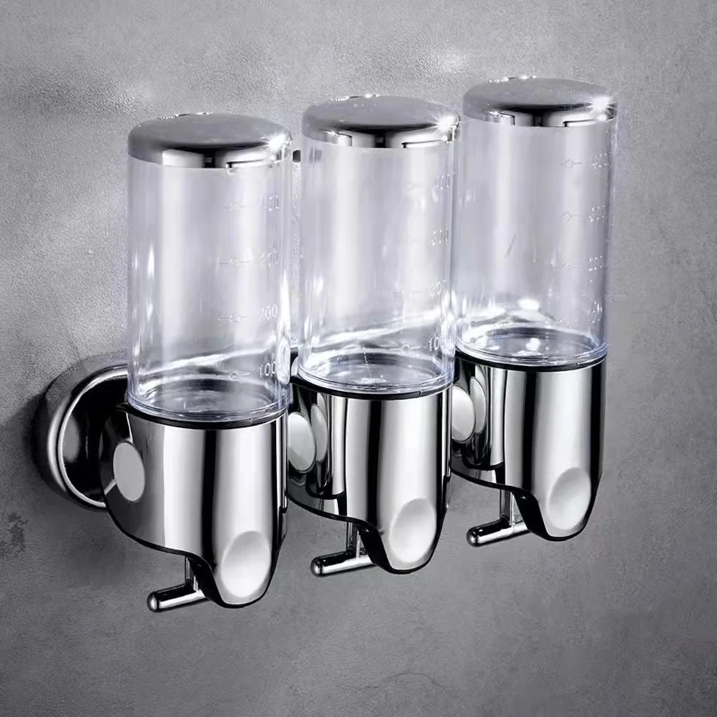 Bathroom Wall mounted Triple 1500ML Conditioner Shampoo dispenser hotel Plastic Shower Gel manual soap dispenser
