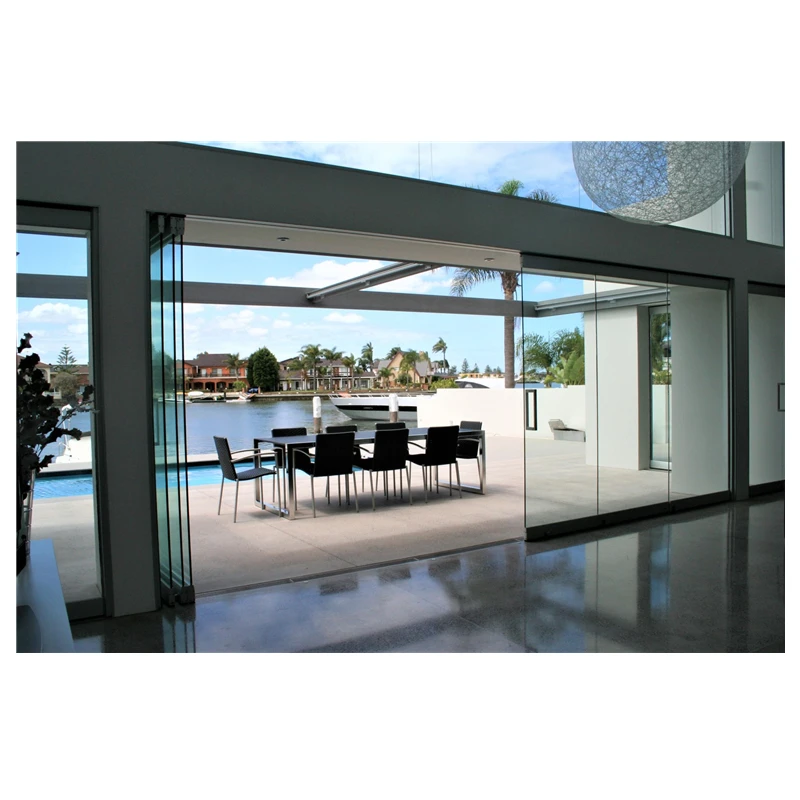 panoramic stacking folding door frameless glass wall