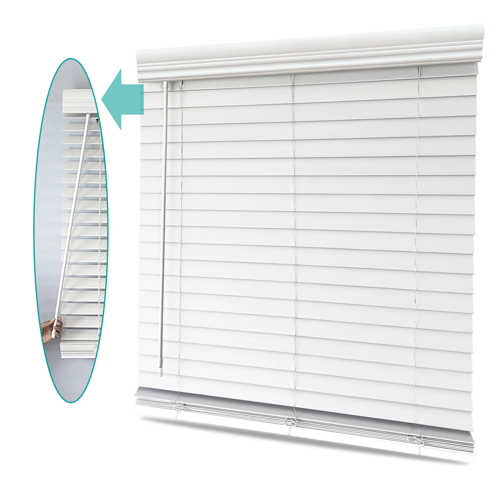 Factory Wholesale Custom Size Window Blinds 2 inches Cordless Faux Wood Venetian Blind