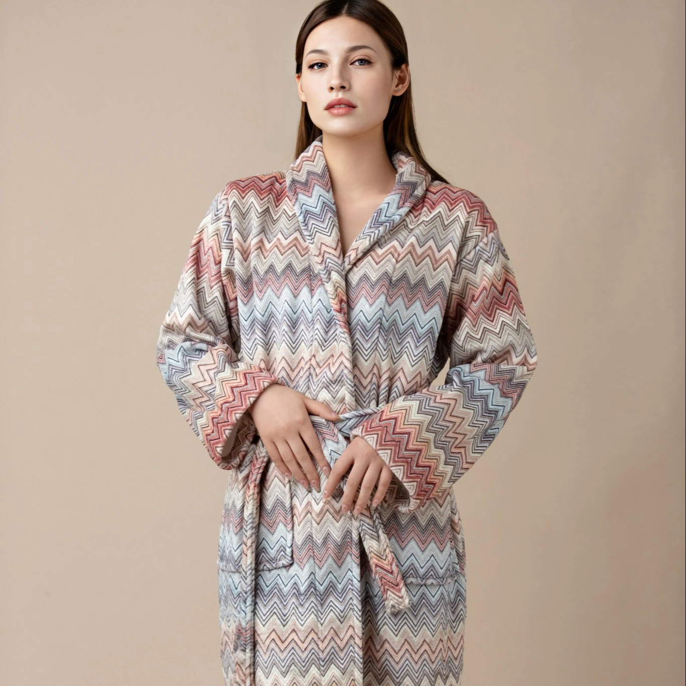 Cotton Kimono Long Sleeve Weave Bath Robe Luxury Flannel Coral Fleece Hotel Waffle Terry Bathrobe Printed