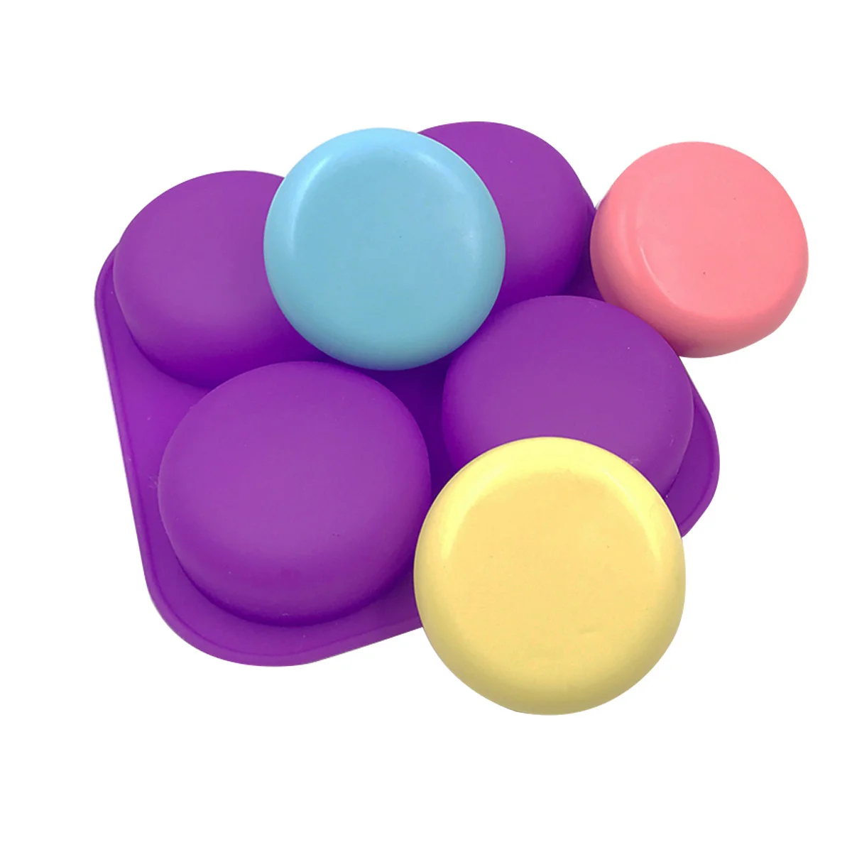 4 Dual Silicone Soap Molds for Soap Making Bath Molds for Homemade Bath Bombs which can make 4 round shaped macaron silicone