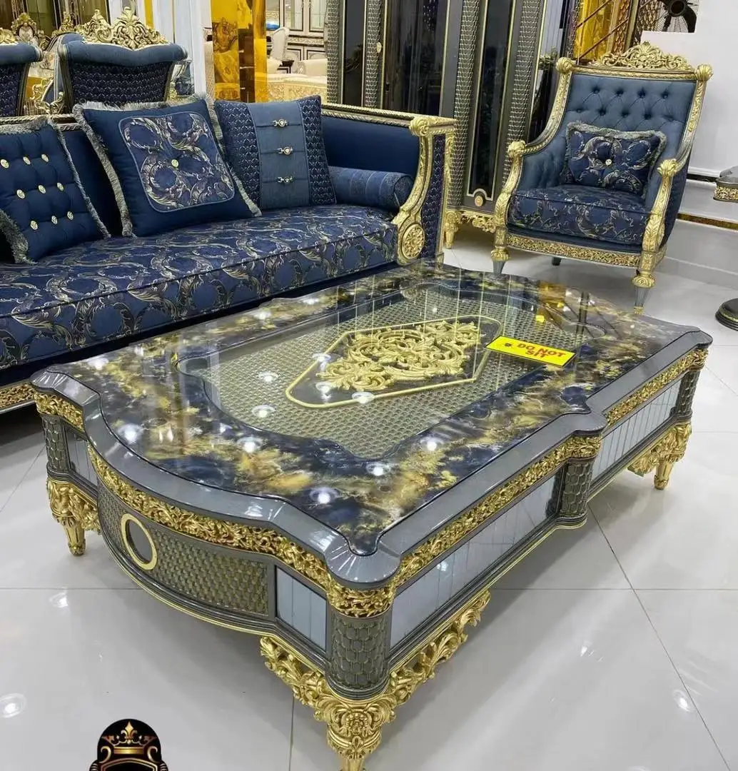 High Quality Customized Turkish European Design Wooden Living Room Furniture Set Antique Style Sofa for Home Villa Hotel