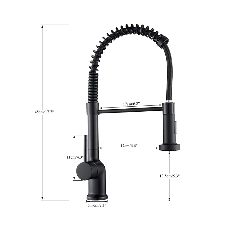 spring pull out sprayer black kitchen faucet