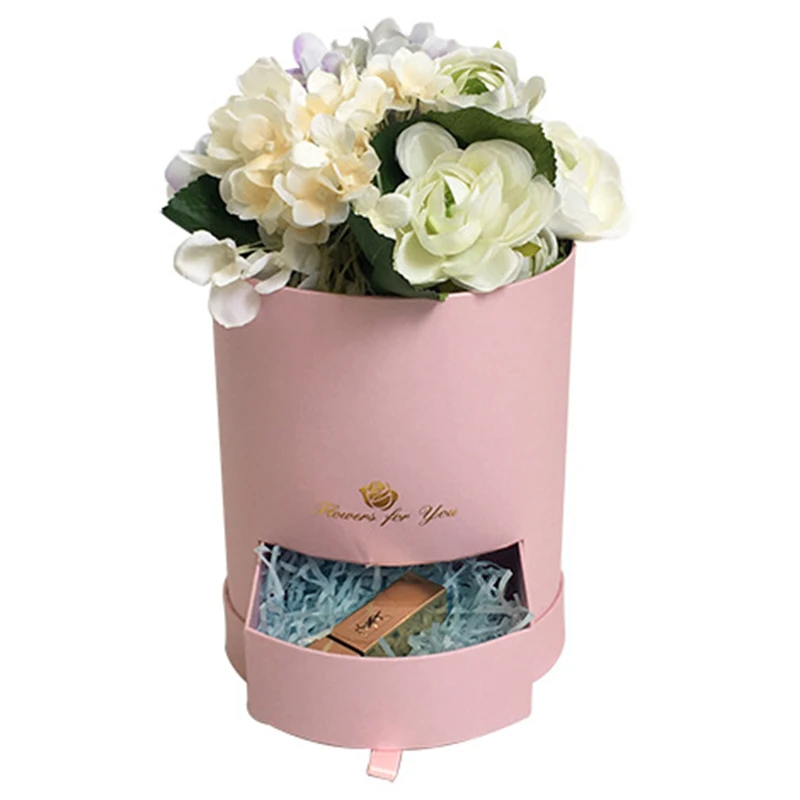 Personalized Velvet Custom Velvet Flower Box Round Cardboard Flower Box For Rose Flower Packaging