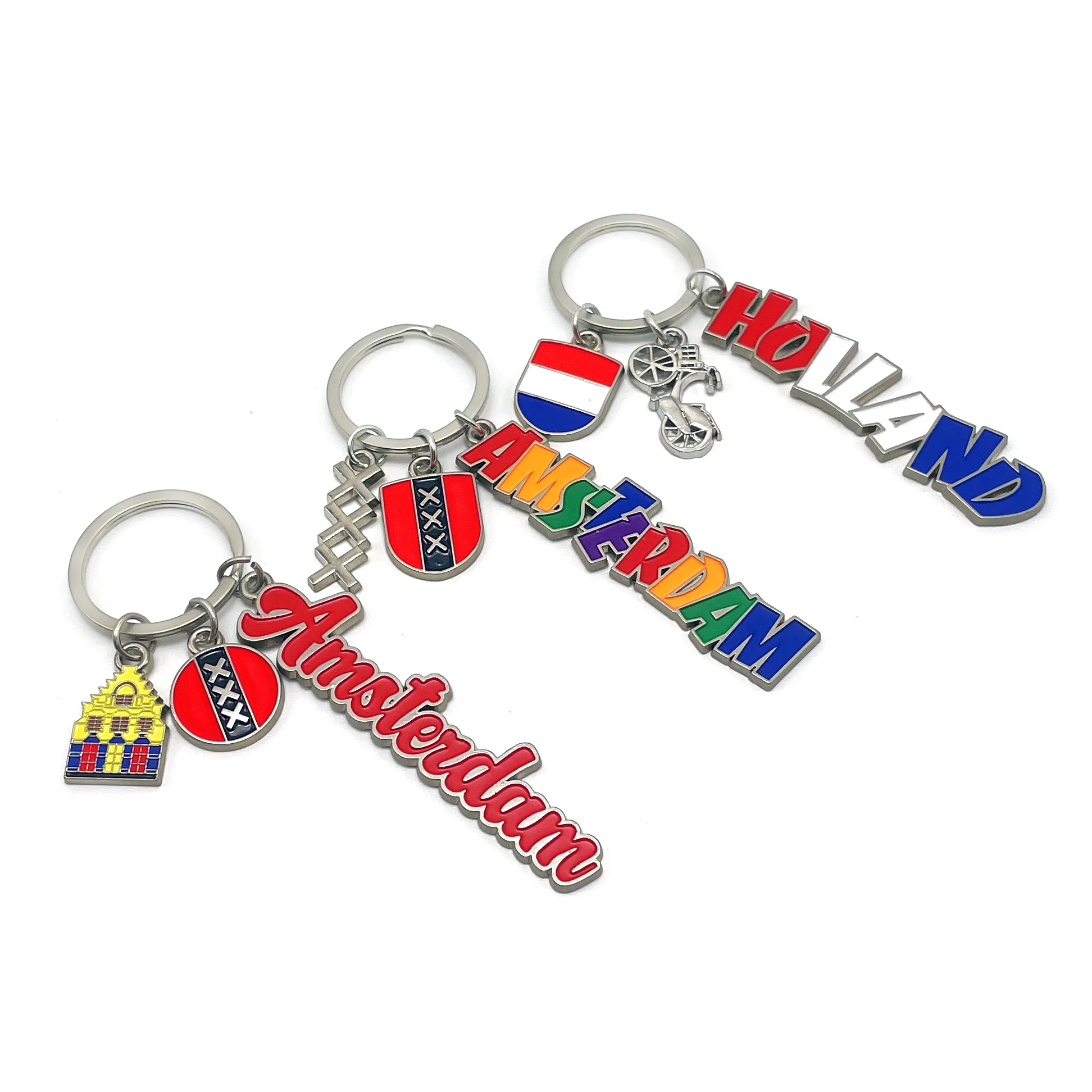 Professional Luxury Cute Metal Key Chains Holder Custom Logo Soft Enamel Key Ring Die Cast Metal Letter Keychains
