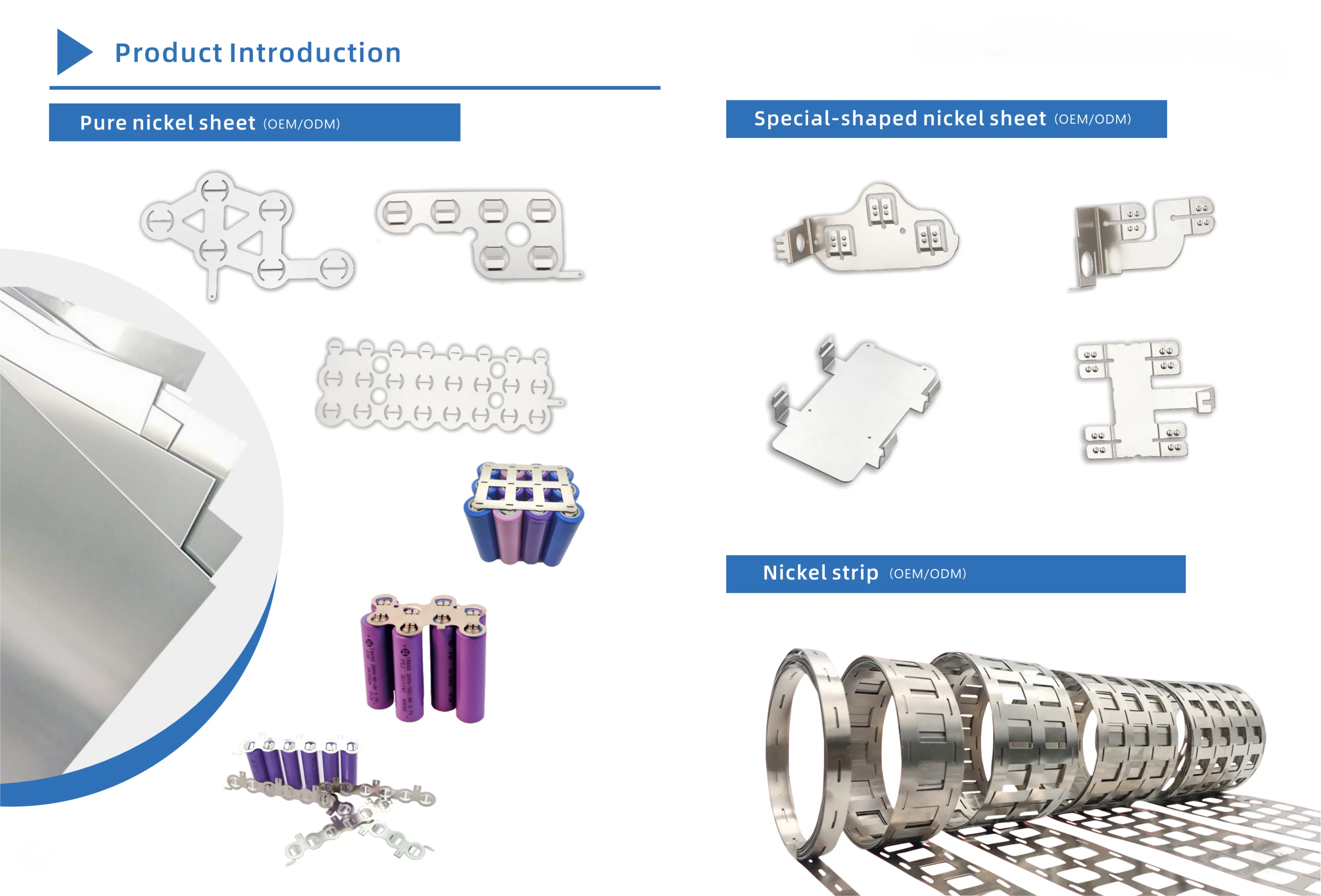 Custom 18650 8p Pure Nickel Tabs 0.15mm 18650 Battery Connector Solder Tabs 18.5mm Distance Nickel Sheet