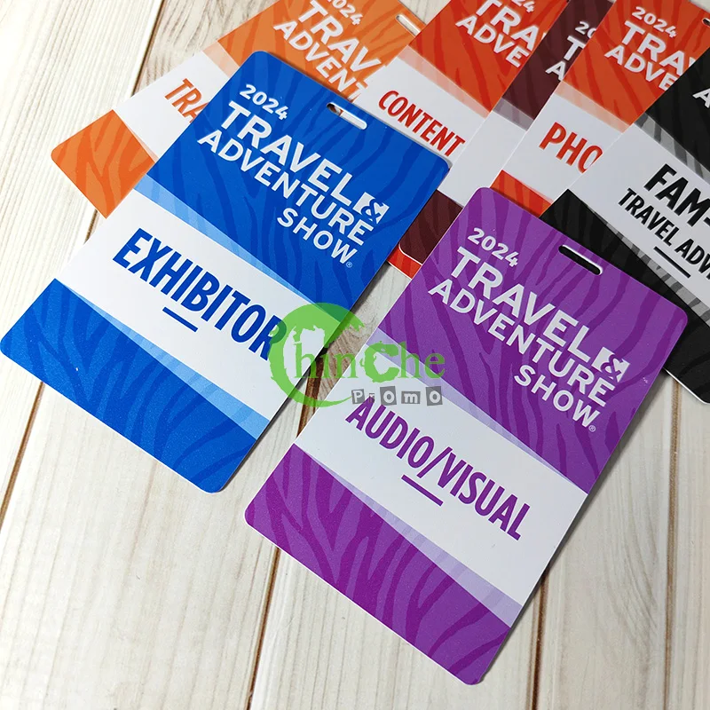 Digital Offset Printed Event Name Tag Custom Plastic Pass Badge Lanyard Neck Holder Laminated Plastic Card For Events