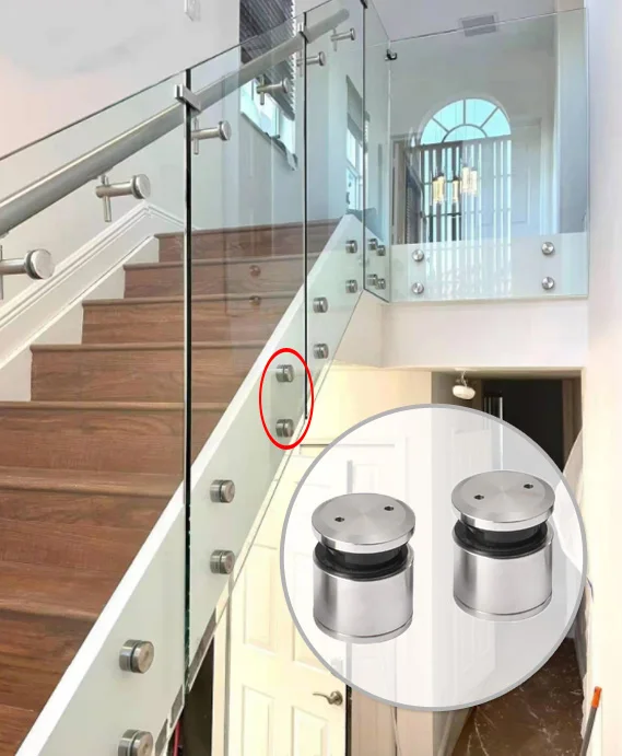 Wall Mounted Glass Balcony Stair Railing Clip Fittings Stainless Steel Glass Standoff Pin Glass Railings Standoffs