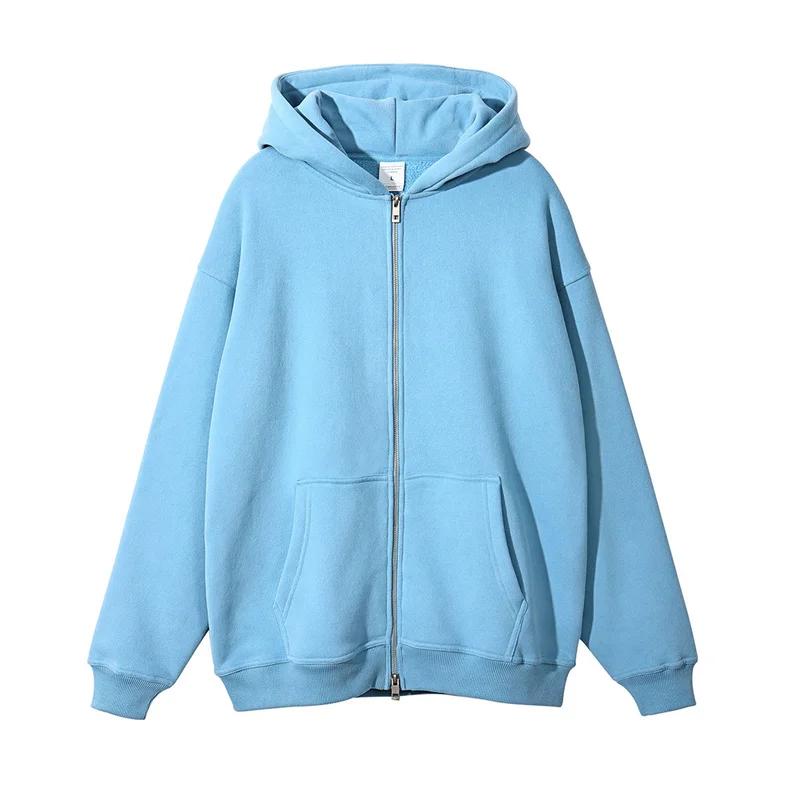 NA Wholesale 400gsm wool full double zip cordless oversize hoodies zipper hoodie black zipper hoodie
