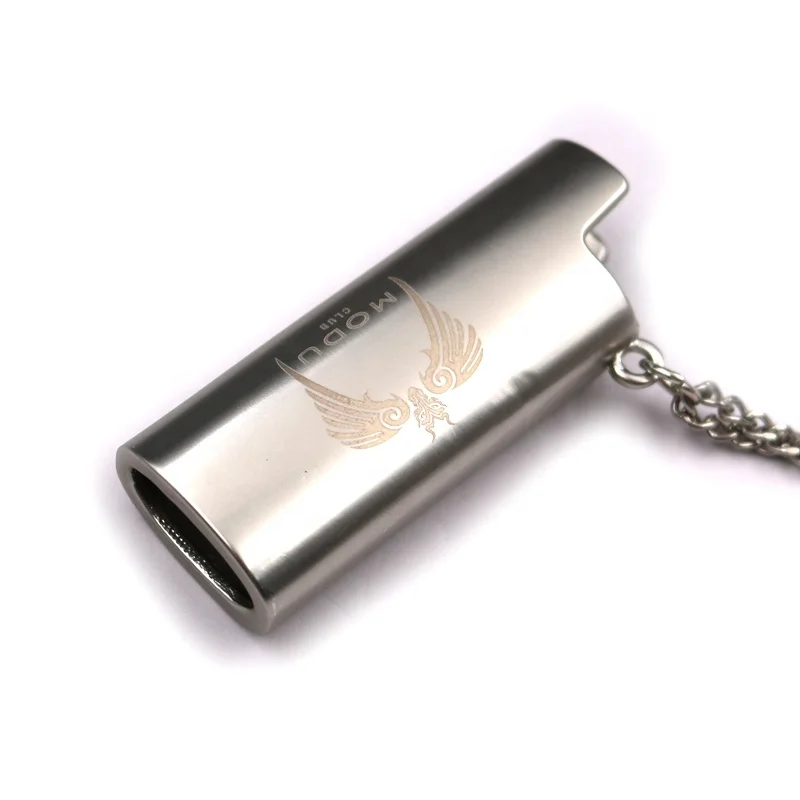 High Quality Custom logo big small size Colorful metal zinc alloy bic Lighter Case Lighter chassis with necklace