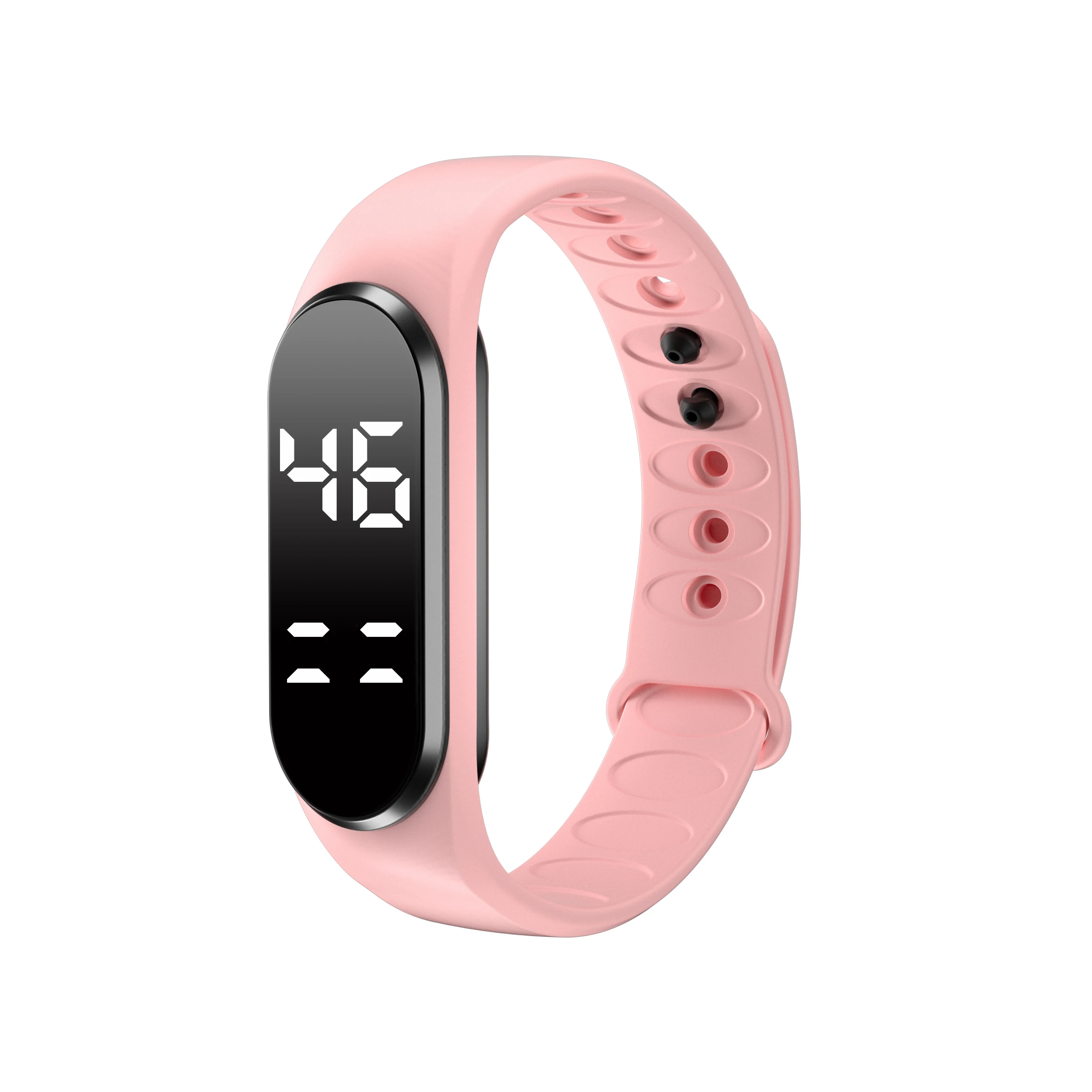 Touch screen rechargeable pedometer watch fitness track 8 vibration alarms digital watch led