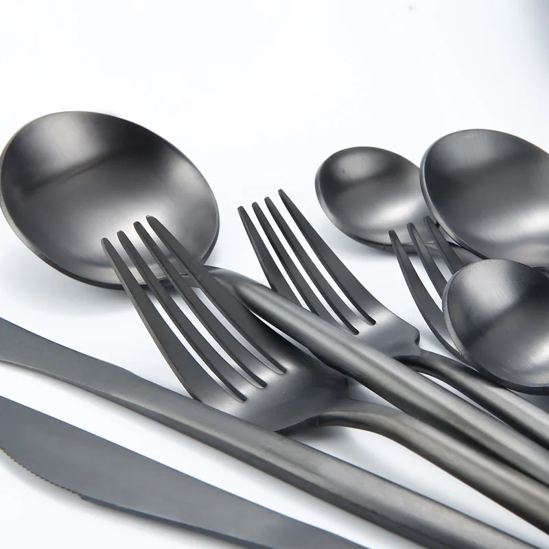 
Royal matte black cutlery stainless steel tableware titanium black silverware for 20 piece sets 