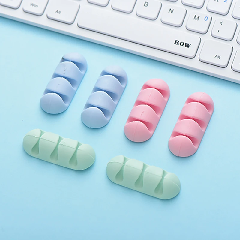 Portable Adhesive Desktop Wire Retainer Silicone Charger and Cable Wire Clip Organizer