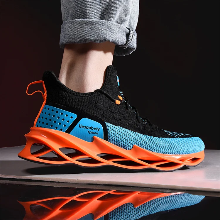 Bulk Wholesale Customized Bright Color Fly Knit Durable Blade Zapatillas Sport Shoes Running Men Casual Sneakers