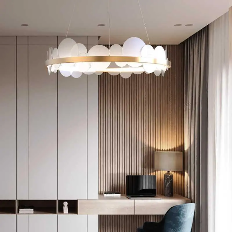 Loft Living Room LED Chandelier Nordic Postmodern Acrylic Cover Restaurant Bar Bedroom Office Creative  pendant light bedroom