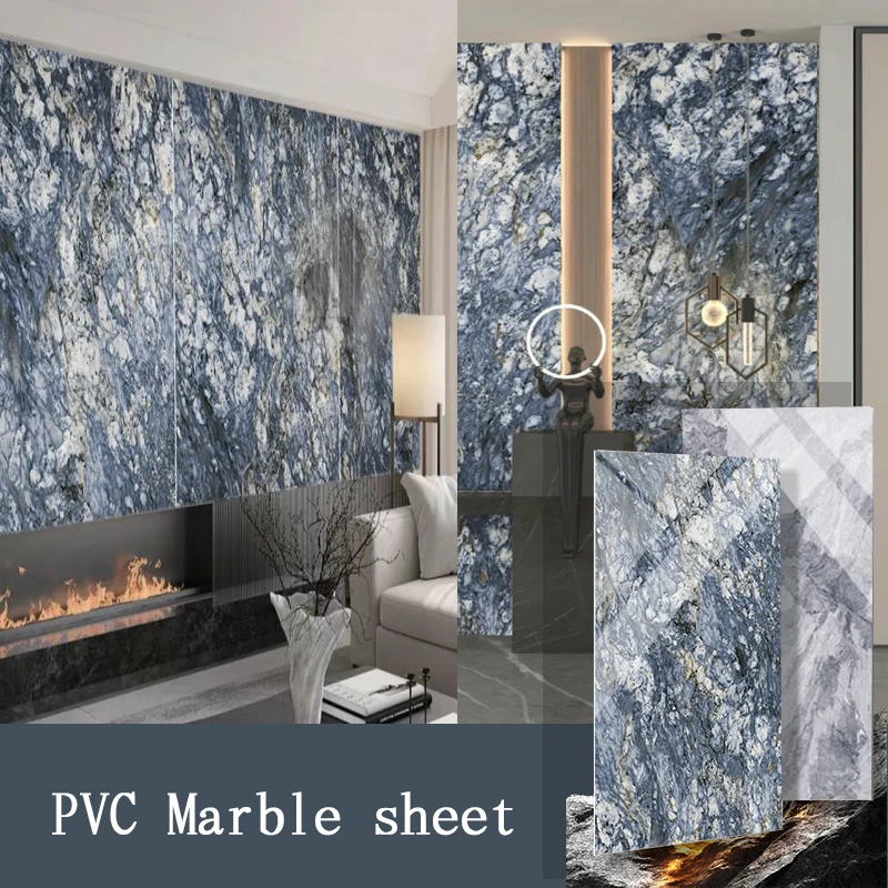 UV Marble Sheet Paste Install 1.2*2.4m Custom Pattern High Light Decoration PVC Board Sheet  Pvc Marble Wall Panel For Interior