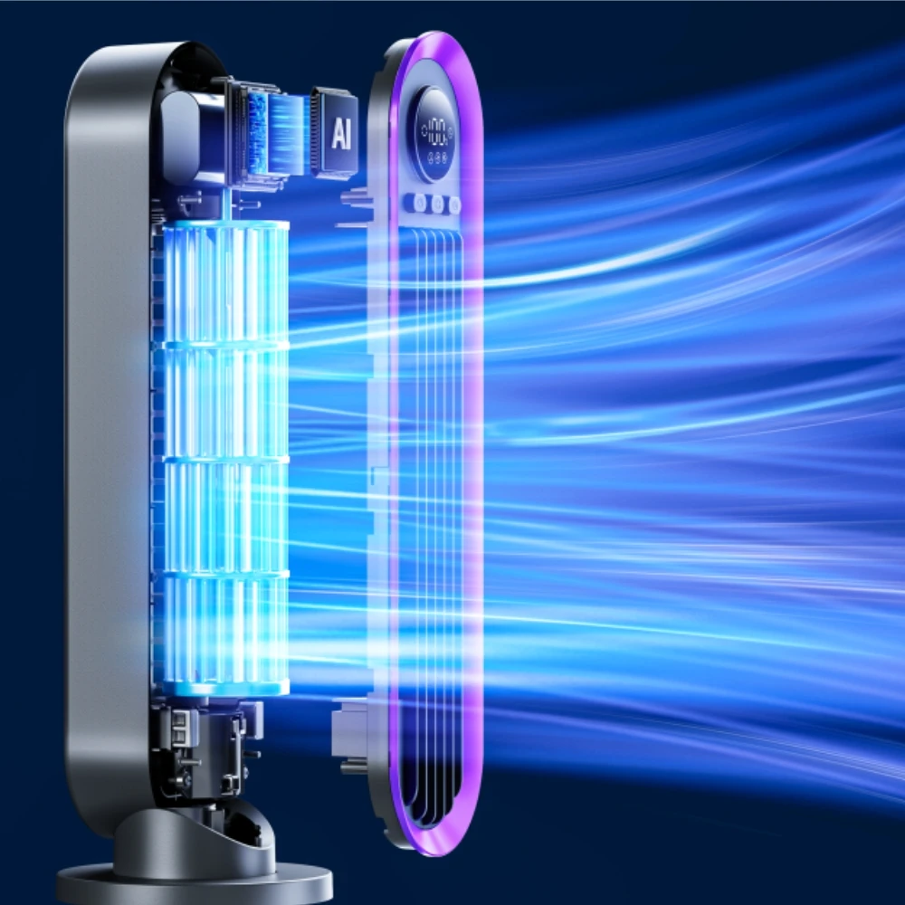 New Three Speed Wind Oscillating Bladeless Tower Table Portable Rechargeable Fan Standing Tower Fan Parts Tower & Pedestal Fans