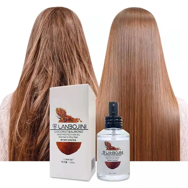 Private label Coconut Almond hair care protection oil best  Leave-In hair treatment oil for dry hair