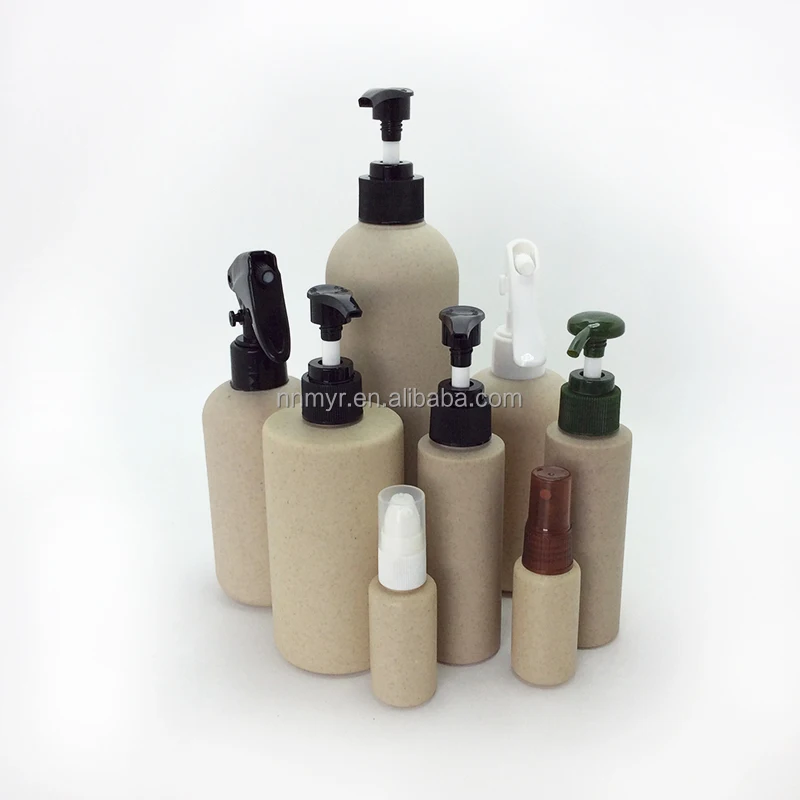 luxury 200ml 300ml 400ml empty flat wheat straw cosmetic tube container cosmetic pump lotion body wash shampoo bottles