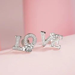 Bridal Jewelry Set Sterling Silver 925 Cubic Zirconia Letters Love Earrings