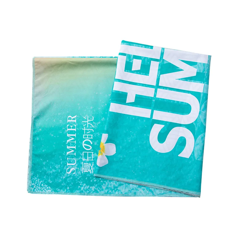 Personalized Custom logo Print Luxury Sublimation extra Large Recycled Towel Sand Free Microfiber Suede Waffle Beach Towel